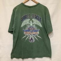 m162.ビンテージプリントTシャツ古着アメカジUSA製アメリカ製フリー＆イージーマイフリーダムサイズLカーキロックハードコアウッドランド_画像2