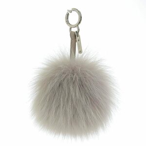 [ genuine article guarantee ] beautiful goods Fendi FENDI charm pompon key holder fur gray 