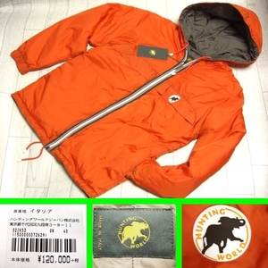  complete sale! limitated production! Italy made high class down 100%! regular price 13,2 ten thousand jpy . ultimate profit!. Logo badge & with a hood down jacket M~L orange color Hunting World 