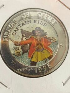 Кубинская мемориальная монета Карибский пират Кэптени Кид Коллекция Lucky Power Power Jack Sparrow Мемориальная медаль 1995 г. Пираты