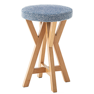スツール 木製 丸椅子 クッション付き 椅子 いす おしゃれ ブルー MAZUK-0043BL