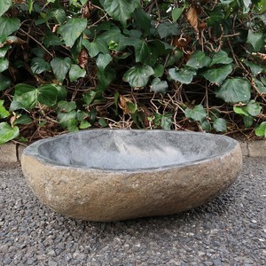  natural stone ...... hand water pot Rebirth tone 46X39 M size [ Tsukuba . water lily pot .... pot me Dakar pot garden tsubo garden ]YSA-250922