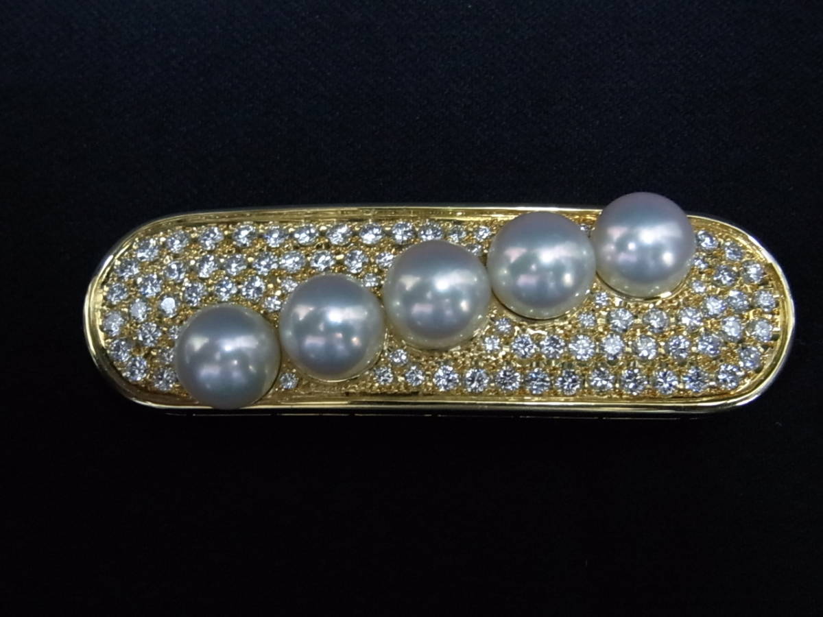 冬の華 ミキモト 帯留め アコヤパール パヴェダイヤ K18 K14WG D9767