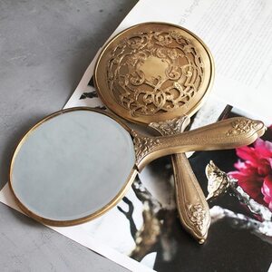 ... brass round mirror 1p brass round mirror antique sculpture Northern Europe 