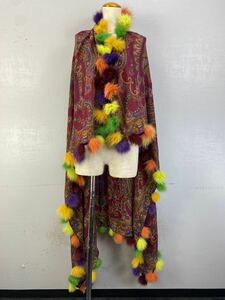 ETRO FUR DESIGN PAISLEY PATTERNED LARGE SIZE SHAWL MADE IN ITALY/エトロファーデザインペイズリー柄大判ショール
