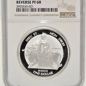 (2オンス・準最高鑑定) REVERSE PF68 2019年 イギリス ヴァージン諸島 ウナとライオン 1ドル リバースプルーフ 銀貨 シルバー コイン の画像3