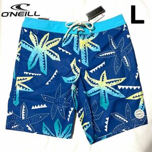 【新品】O'NEILL オニール メンズ ボードショーツ サーフパンツ 海パン ハーフパンツ ショートパンツ 水着 プリント柄 ブルー L 32インチ