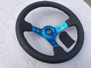 NRG 35Φ 3 -inch deep teshu black leather blue spoke USDM drift STANCE old car RST006BL regular imported goods immediate payment 