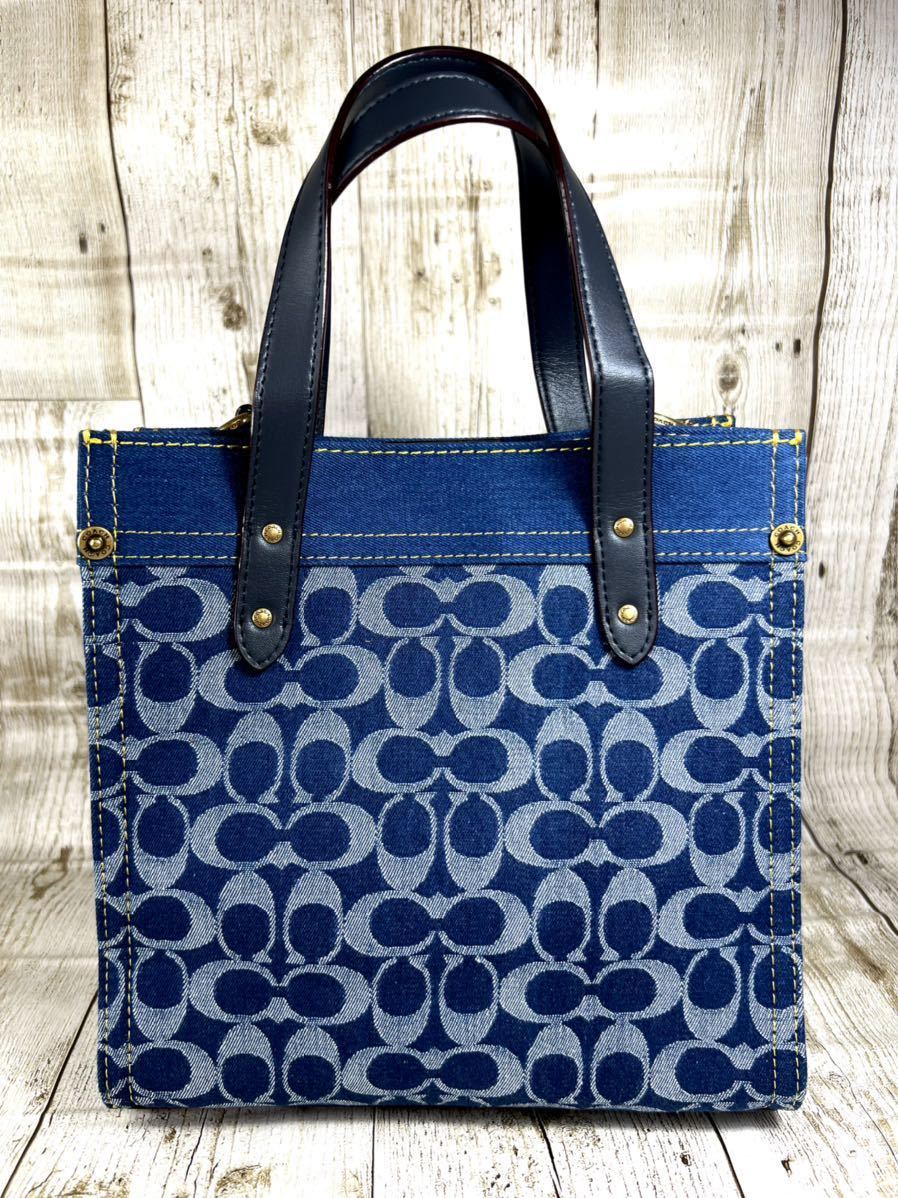 coach コーチ フィールドトート シグネチャー 40 デニム 2022 美品