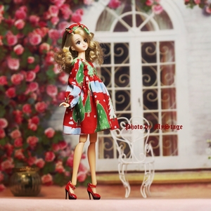 msdr-22-321 красный Рождество рисунок One-piece (momoko/ Jenny и т.п. 1/6 кукла для )