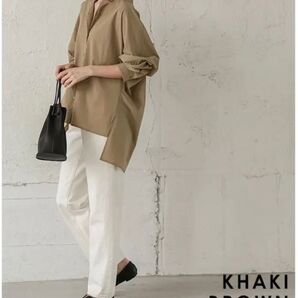 ふんわり シルエット ドルマン スリーブ ストレッチ ブラウス シャツ キャメル シャツワンピース