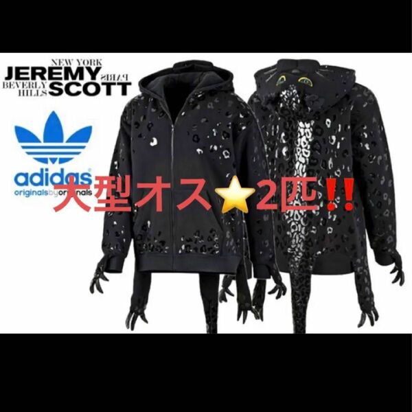 お得【オスのペア売り】adidas × jeremy ヒョウ パーカー 黒