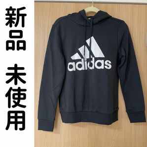 adidas アディダス エッセンシャルズ リラックスド ロゴパーカー プルオーバー レディース パーカー 黒 ブラック Sサイズ