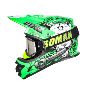  goggle attaching ~!8 color new goods SOMAN off-road helmet bike helmet Dirt Bike Cross Country helmet glossy green -XXL