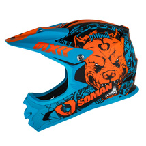 ゴーグル付き～！8色 新品 SOMAN オフロードヘルメット バイクヘルメット ダートバイク クロスカントリー ヘルメット 艶なし青オレンジ-XL_画像3