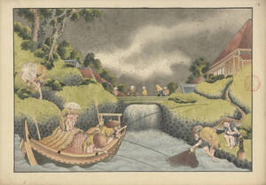 葛飾北斎　肉筆画　雨中の漁　56ｘ39.3ｃｍ　大判ポスター 複製 ◆新版画　小原古邨　川瀬巴水　北斎　歌麿　土屋光逸