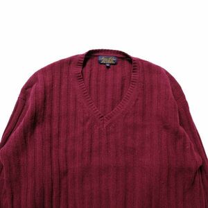 90's ブルックスブラザーズ Vネック ウール ニットセーター (XL) エンジ系 90年代 旧タグ オールド BROOKSBROTHERS