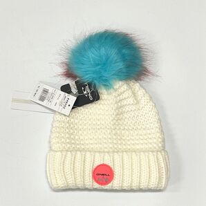 ニットキャップ(O'NEILL)スノーボード ニット帽 レディース ポンポン付 ホワイト