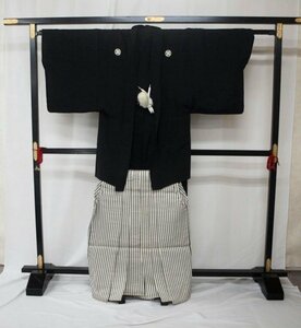 . costume liquidation 0554 silk gentleman wedding * coming-of-age ceremony for . attaching hakama black ( used )