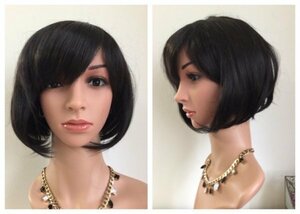 OWG4-1 Bob wig black beautiful person Bob medium full wig . wig wig 