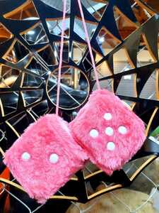  old car american style Vintage 90'sfaji- dice hanging rhinoceros koro pink fur 