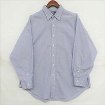 17-33 XL 程度 サイズ Polo by Ralph Lauren ポロラルフローレン 長袖 シャツ ストライプ ブルー 系 コットン 古着 ビッグサイズ 1A2901_画像1