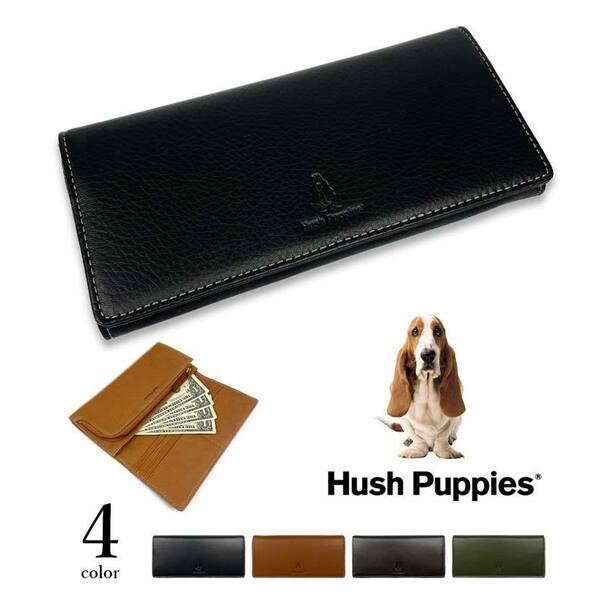 全4色　Hush Puppies ハッシュパピー リアルレザー バイカラー 二つ折り長財布 ロングウォレット