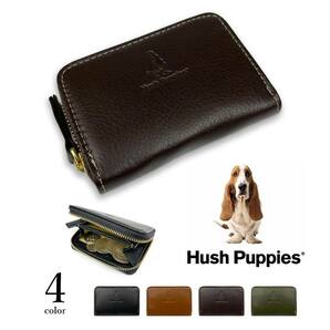 全4色 Hush Puppies ハッシュパピー リアルレザー ラウンドファスナー コインケース 小銭入れの画像1