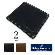 全2色 Flying Scotsman（フライングスコッツマン）リアルレザー ステッチデザイン 2つ折り財布 ウォレット_画像1