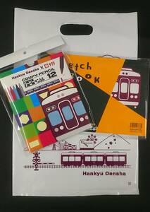 Hankyu Densha×サクラ★クーピーペンシル12色セット＆オリジナルスケッチブック★阪急電車オリジナルグッズ
