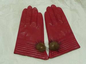 mila schon Mila Schon lady's leather gloves unused goods red 