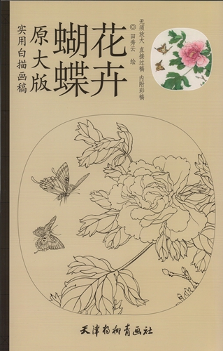9787554704288 فراشة زهرة رسم أبيض عملي مقاس A3 كتاب تلوين للكبار اللوحة الصينية, فن, ترفيه, تلوين, كتاب التقنية