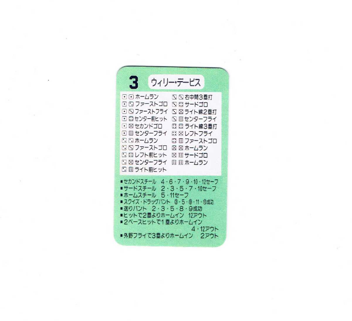 タカラプロ野球カードゲーム風 自作カード1枚 ウィリー・デービス(中古 ...