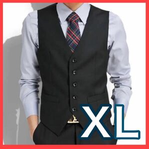 【高品質】スーツ ベスト メンズ フォーマル XL ブラック