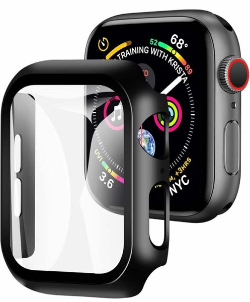 ●新品● Apple Watch 用 ケース 44mm アップルウォッチ保護カバー ガラスフィルム　全面保護 ブラック