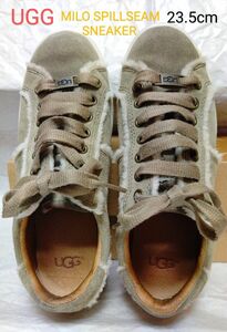 アグ　UGG MILO SPILL SEAM SNEAKER　1097009 23.5cm　本革スエードレザースニーカー　ベージュ