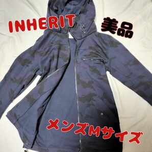 ★冬物大処分★美品INHERITの紺の迷彩柄コート(メンズMサイズ)