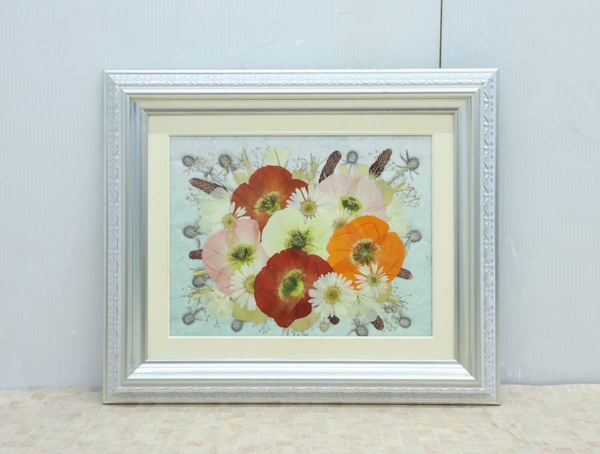 クリアランスバーゲン アート/写真 ☆押花アート 60額『雅・素敵な花に