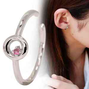  ушные каффы кольцо 2way женский простой одна сторона уголок для платина симпатичный розовый турмалин 10 месяц зодиакальный камень . какой . круглый 
