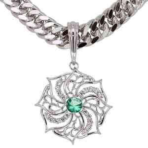  necklace men's silver 5 month birthstone emerald flat pendant Tang . flat chain SV925
