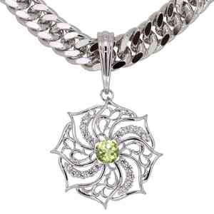  necklace platinum men's peridot pendant flat Tang .ki partition diamond stylish 