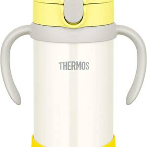 新品 送料無料 赤ちゃん 子供 介護 イエロー ホワイト サーモス THERMOS まほうびんのベビーストローマグ FJL-350 YWH ハンドル 魔法瓶 の画像3