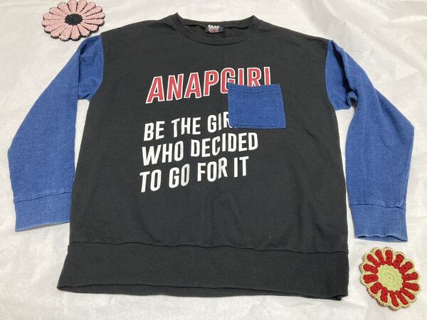 アナップガール トレーナー 160センチ トップス キッズ ジュニア 女の子 女子 長袖Tシャツ