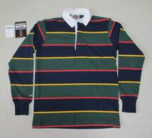 カナダ製 バーバリアン 長袖ラガーシャツ メンズSサイズ 人気色 紺×黄×緑×赤_画像1
