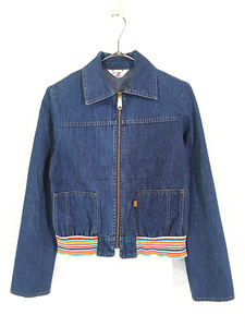 レディース 古着 70s Levi's レインボー ボーダー リブ フルジップ デニム ジャケット ブルゾン M 古着