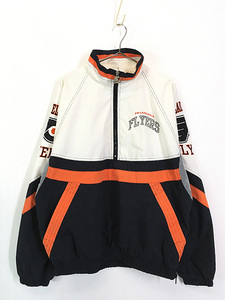 古着 90s USA製 NHL Philadelphia Flyers フライヤーズ ハーフジップ ナイロン ジャケット L 古着