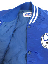 古着 90s USA製 NFL Indianapolis Colts コルツ 光沢 サテン スタジャン ジャケット L 古着_画像5