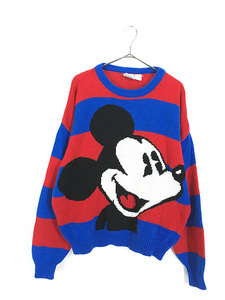  б/у одежда 90s Disney Mickey Mickey BIG лицо акрил вязаный свитер XL б/у одежда 