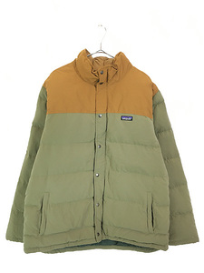 古着 14s Patagonia 「Bivy Down Jacket」 茶 × オリーブ バイカラー ビビー グース ダウン ジャケット XL 古着