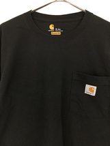 古着 Carhartt 無地 ソリッド ポケット付 長袖 Tシャツ ロンT ポケT 黒 XL TALL 古着(1)_画像2